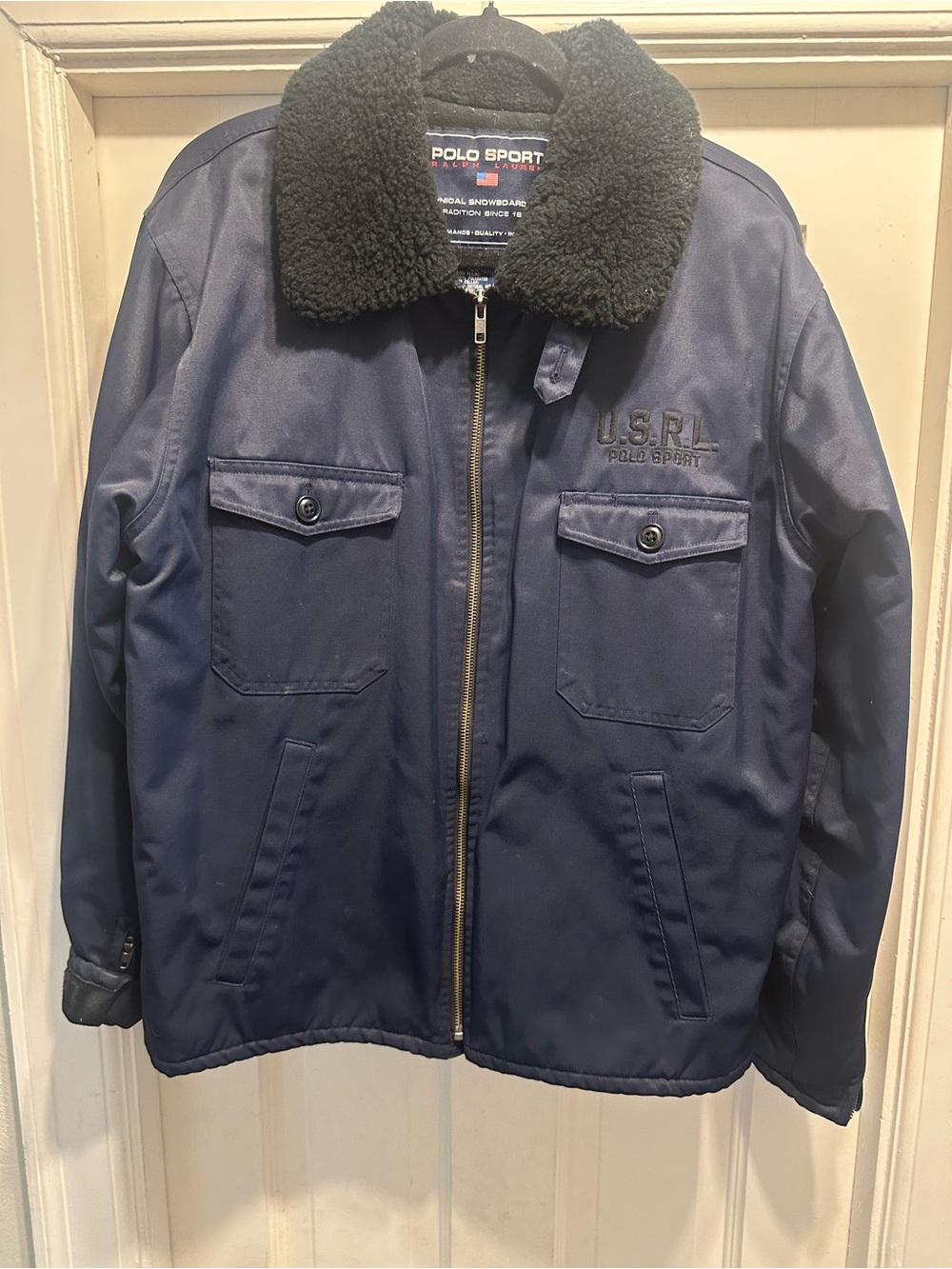 Polo by Ralph Lauren Navy Bomber Jacket with Sherpa Collar